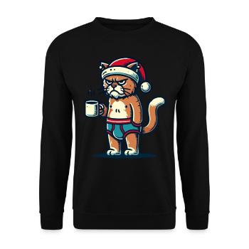 Chat Noël drôle - Sweat-shirt Unisexe - noir - Devant - Alina (178cm) & Michal (187cm)