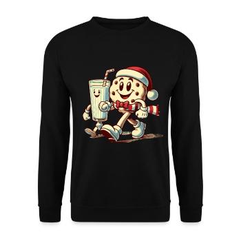 Fröhliche Weihnachten Mit Retro Charme Und Vintage - Unisex Pullover - Schwarz - Vorne - Alina (178cm) & Michal (187cm)