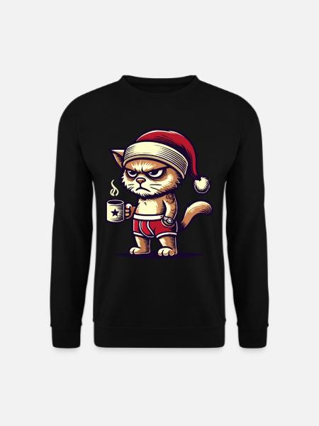 Funny Grumpy Christmas Cat - Unisex Sweatshirt - black