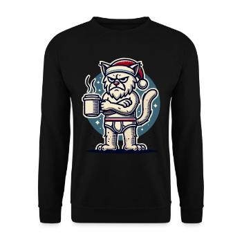 Chat avec un chapeau de Noël - Sweat-shirt Unisexe - noir - Devant - Alina (178cm) & Michal (187cm)