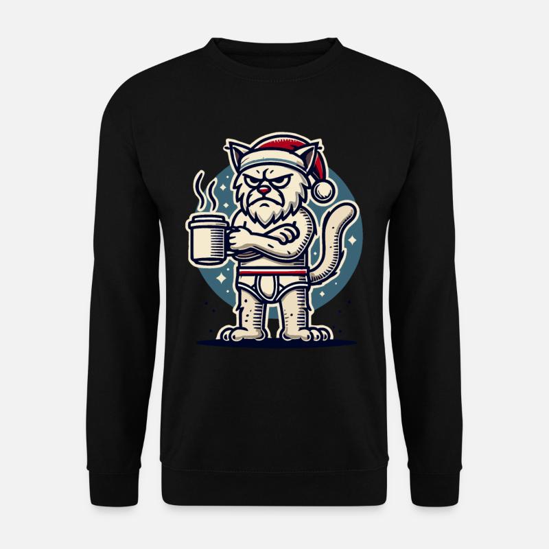 with a Christmas hat - Unisex Sweatshirt - black