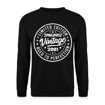 Born January 2001 Retro Birthday January 2001 - Unisex Sweatshirt - black - Front - Alina (178cm) & Michal (187cm)