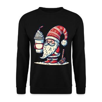 Weihnachtlicher Kaffeeliebhaber Gnom Wichtel - Unisex Pullover - Schwarz - Vorne - Alina (178cm) & Michal (187cm)