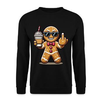 Christmas gingerbread man with attitude - Unisex Sweatshirt - black - Front - Alina (178cm) & Michal (187cm)