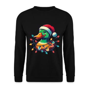 Drôle de canard avec lumière de Noël - Sweat-shirt Unisexe - noir - Devant - Alina (178cm) & Michal (187cm)