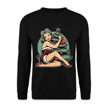 Noël dans le style rétro vintage Pin Up - Sweat-shirt Unisexe - noir - Devant - Alina (178cm) & Michal (187cm)
