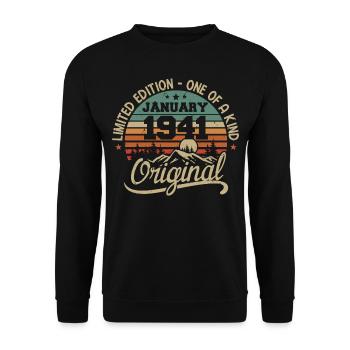 Janvier 1941 I Anniversaire Nées En Janvier 1941 - Sweat-shirt Unisexe - noir - Devant - Alina (178cm) & Michal (187cm)