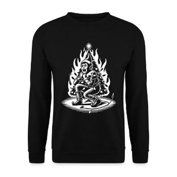 Listiger Sarkasmus Weihnachtself Horror - Unisex Pullover - Schwarz - Vorne - Alina (178cm) & Michal (187cm)