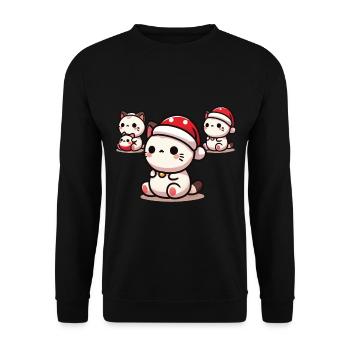Cute cats with Christmas hat - Unisex Sweatshirt - black - Front - Alina (178cm) & Michal (187cm)