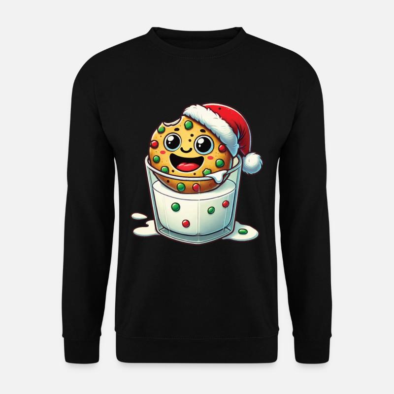 Cheerful cookie with santa hat - Unisex Sweatshirt - black
