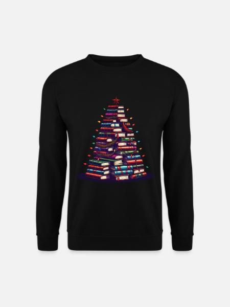 Bücher Weihnachtsbaum Für Buchliebhaber - Unisex Pullover - Schwarz