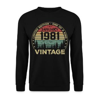 Jahrgang Januar 1981 Geburtstag Januar 1981 - Unisex Pullover - Schwarz - Vorne - Alina (178cm) & Michal (187cm)