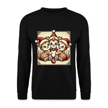 Süße Katzen Weihnachten Retro Charme - Unisex Pullover - Schwarz - Vorne - Alina (178cm) & Michal (187cm)