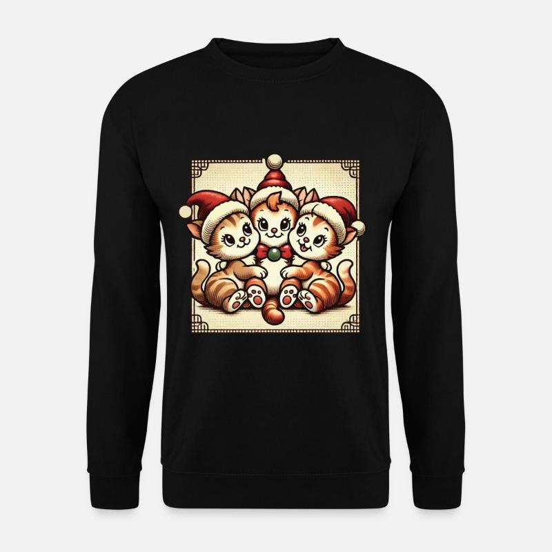 Cute Cats Christmas Retro Charm - Unisex Sweatshirt - black