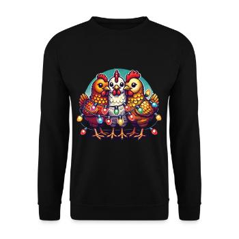 Noël avec des poules amusantes - Sweat-shirt Unisexe - noir - Devant - Alina (178cm) & Michal (187cm)