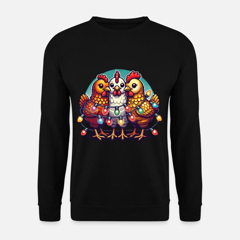 Weihnachten Mit Lustigen Hühnern - Unisex Pullover - Schwarz