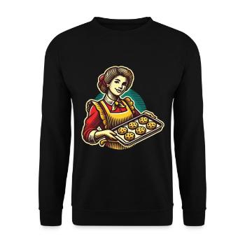 Boulanger nostalgique avec motif de biscuits - Sweat-shirt Unisexe - noir - Devant - Alina (178cm) & Michal (187cm)