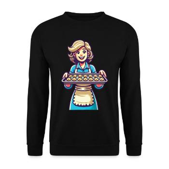 Boulanger joyeux avec des biscuits frais - Sweat-shirt Unisexe - noir - Devant - Alina (178cm) & Michal (187cm)