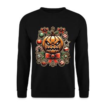 Halloween pumpkin with Christmas decoration - Unisex Sweatshirt - black - Front - Alina (178cm) & Michal (187cm)