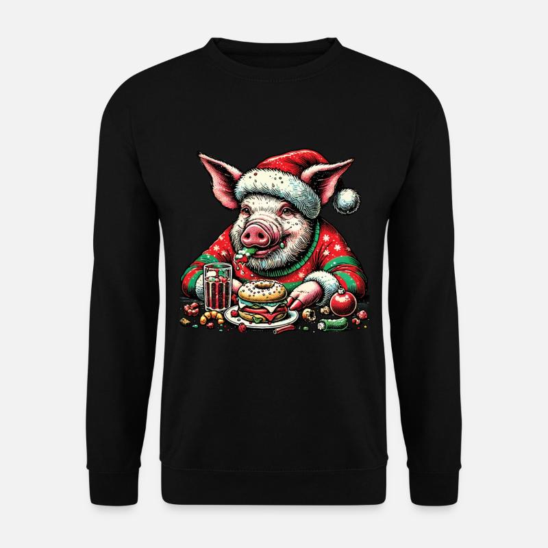Noël Cochon Gourmandise Fun - Sweat-shirt Unisexe - noir
