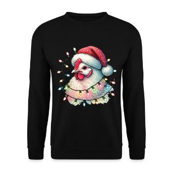 Christmas chicken with fairy lights - Unisex Sweatshirt - black - Front - Alina (178cm) & Michal (187cm)