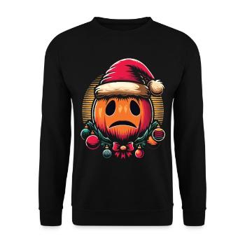 trauriger Kürbis Halloween Weihnachtsfreude - Unisex Pullover - Schwarz - Vorne - Alina (178cm) & Michal (187cm)
