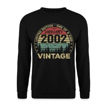 Vintage Janvier 2002 Anniversaire Janvier 2002 - Sweat-shirt Unisexe - noir - Devant - Alina (178cm) & Michal (187cm)