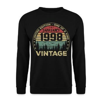 Vintage January 1998 Birthday January 1998 - Unisex Sweatshirt - black - Front - Alina (178cm) & Michal (187cm)