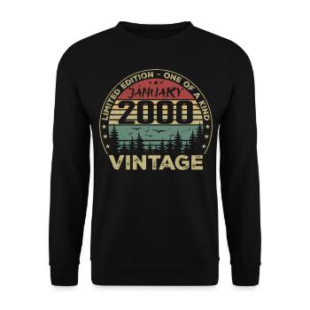 Vintage January 2000 Birthday January 2000 - Unisex Sweatshirt - black - Front - Alina (178cm) & Michal (187cm)