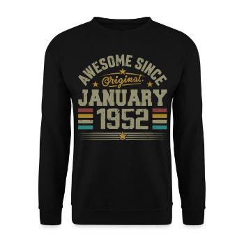Retro Birthday Gift Born In January 1952 - Unisex Sweatshirt - black - Front - Alina (178cm) & Michal (187cm)