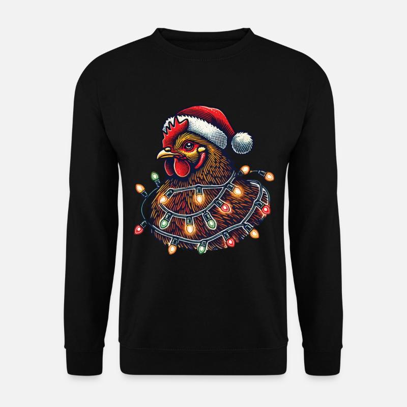 Christmas chicken with fairy lights - Unisex Sweatshirt - black