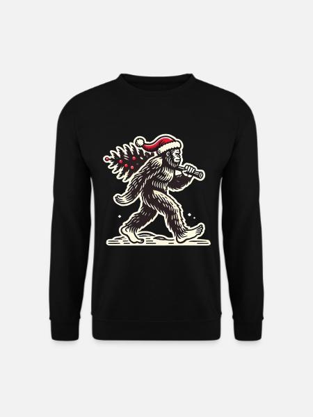 Christmas Bigfoot with Tree - Unisex Sweatshirt - black