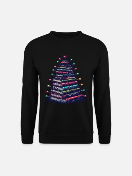 Book Stack Tree for Book Lovers Christmas - Unisex Sweatshirt - black