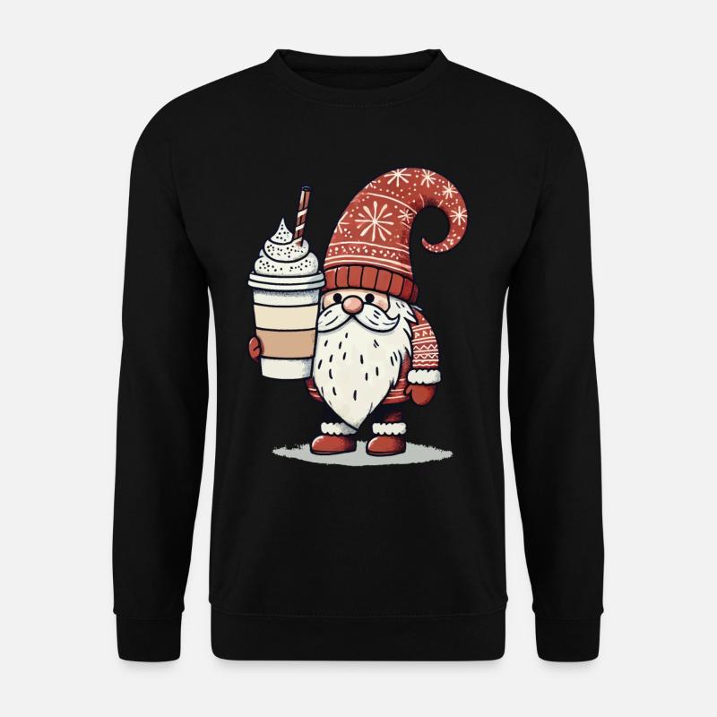 Christmas gnome with coffee gnome - Unisex Sweatshirt - black
