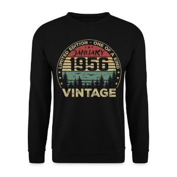 Jahrgang Januar 1956 Geburtstag Januar 1956 - Unisex Pullover - Schwarz - Vorne - Alina (178cm) & Michal (187cm)