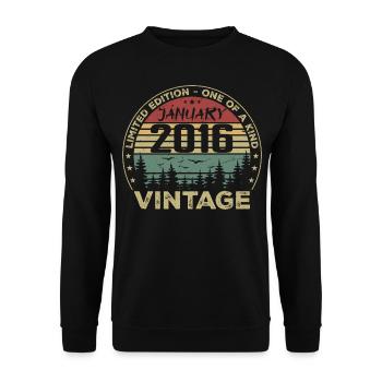 Vintage Janvier 2016 Anniversaire Janvier 2016 - Sweat-shirt Unisexe - noir - Devant - Alina (178cm) & Michal (187cm)