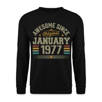 Rétro Cadeau D'anniversaire Nées En Janvier 1977 - Sweat-shirt Unisexe - noir - Devant - Alina (178cm) & Michal (187cm)