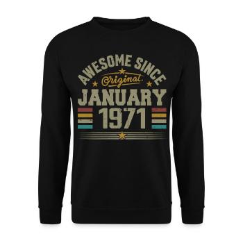 Retro Birthday Gift Born In January 1971 - Unisex Sweatshirt - black - Front - Alina (178cm) & Michal (187cm)