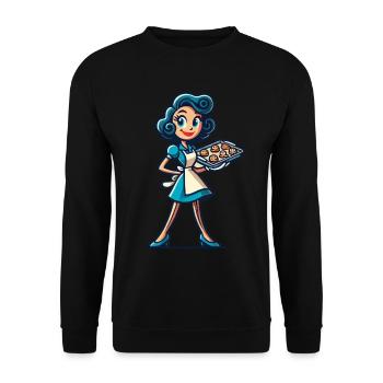 Boulanger joyeux avec plateau à biscuits - Sweat-shirt Unisexe - noir - Devant - Alina (178cm) & Michal (187cm)