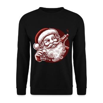 Santa Liebt Alkohol Weihnachtsfeier Spaß - Unisex Pullover - Schwarz - Vorne - Alina (178cm) & Michal (187cm)