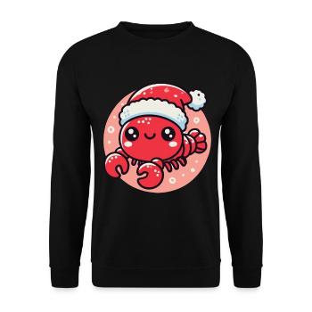 Fröhlicher Weihnachtskrebs Mit Mütze - Unisex Pullover - Schwarz - Vorne - Alina (178cm) & Michal (187cm)