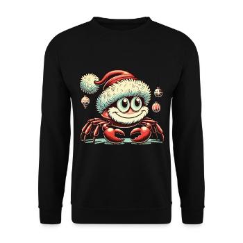 Weihnachtliche Krabbe Mit Mütze - Unisex Pullover - Schwarz - Vorne - Alina (178cm) & Michal (187cm)