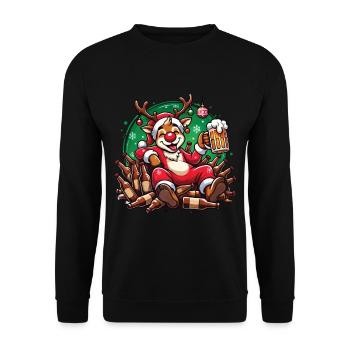 Plaisir de Noël de renne amusant pour les amateurs de bière - Sweat-shirt Unisexe - noir - Devant - Alina (178cm) & Michal (187cm)