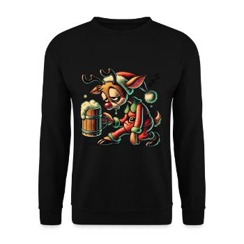 Funny Reindeer For Beer Lovers Party - Unisex Sweatshirt - black - Front - Alina (178cm) & Michal (187cm)