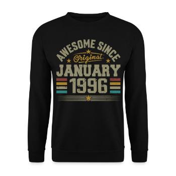 Retro Birthday Gift Born In January 1996 - Unisex Sweatshirt - black - Front - Alina (178cm) & Michal (187cm)