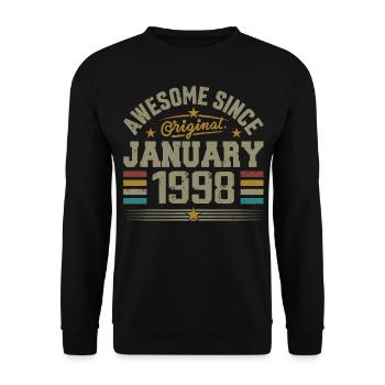 Retro Birthday Gift Born In January 1998 - Unisex Sweatshirt - black - Front - Alina (178cm) & Michal (187cm)