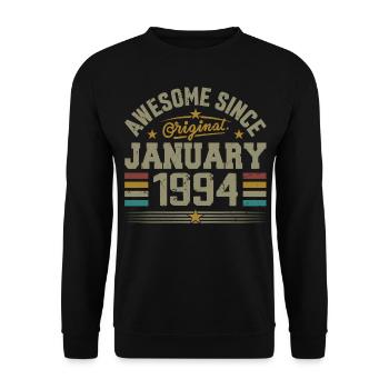 Retro Geburtstagsgeschenk geboren im Januar 1994 - Unisex Pullover - Schwarz - Vorne - Alina (178cm) & Michal (187cm)