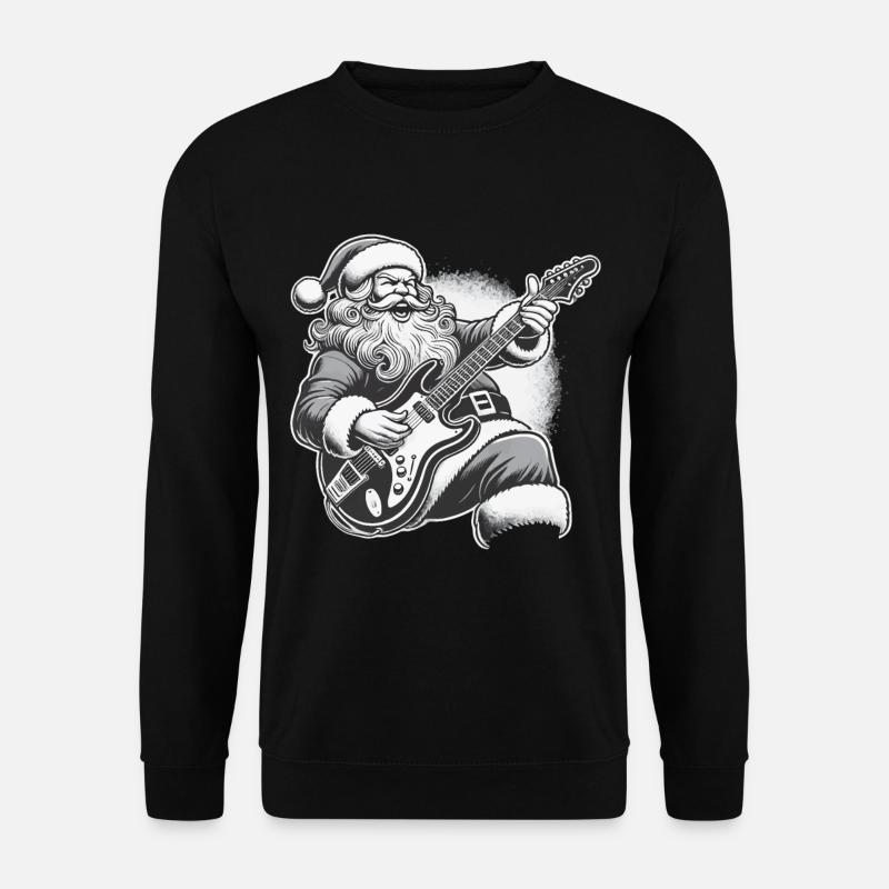 Rockender Weihnachtsmann Gitarre Spaß - Unisex Pullover - Schwarz