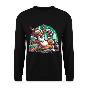 Funny reindeer with beer for Christmas - Unisex Sweatshirt - black - Front - Alina (178cm) & Michal (187cm)