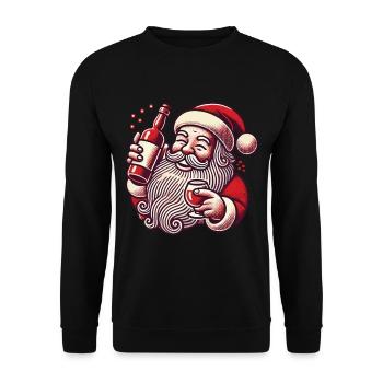Christmas humor: Santa loves alcohol - Unisex Sweatshirt - black - Front - Alina (178cm) & Michal (187cm)